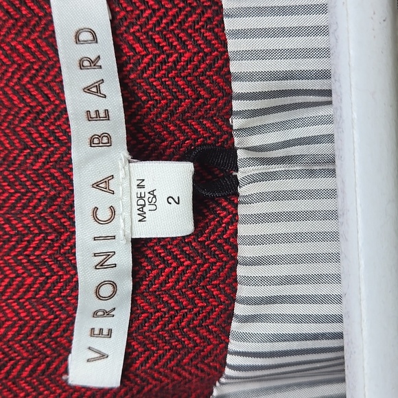 VERONICA BEARD Miller Double-breasted Herringbone Blazer In Burgandy Size 2 - Picture 4 of 8